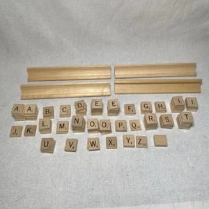 Vintage 1948 Scrabble Tiles Replacement Lot, 100 Pc Complete Set Wood And Trays - Picture 1 of 10