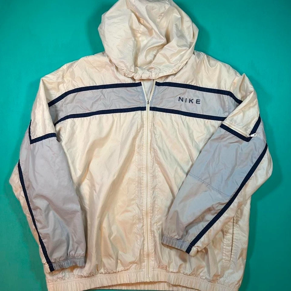 Y2K Nike windbreaker zip up 2000s Y2K hooded Nike swoosh windbreaker jacket - Image 1 of 4