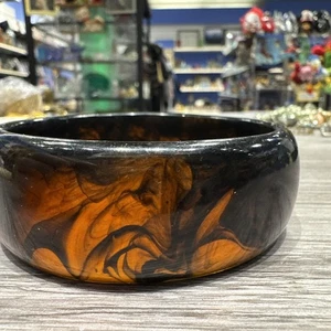 Vintage Genuine Bakelite Catalin Root Beer Marbled Bangle Bracelet – Tested - Picture 1 of 15