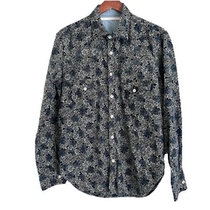 Camisa con botones estampado de hojas Scarti Lab para hombre talla L azul  - Imagen 1 de 8