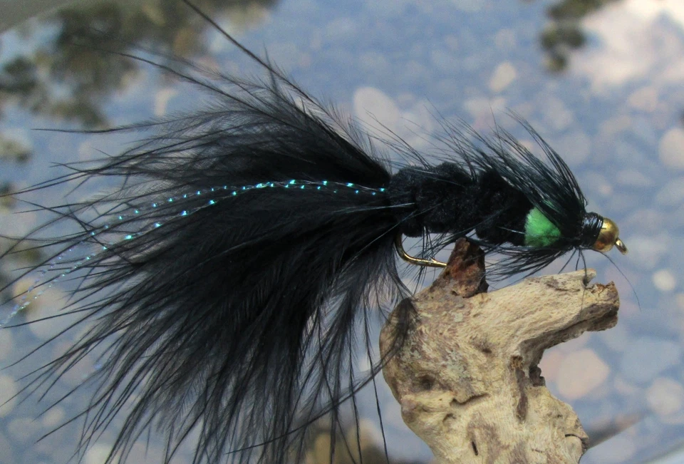 Gilchrist Fliegen. 3 x Goldkopf WOOLLY WORM.  Größen 8 & 10 zur Auswahl - Bild 1 von 1