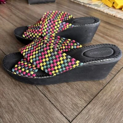 Soho Cobbler Woven Wedge Sandals Colorful Slides Comfort Size 11 - Image 1 of 4