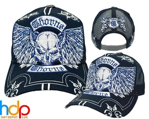Gorra de camionero Thorns Shop con gráfico de gárgola con alas sombrero de malla azul con cierre a presión - Imagen 1 de 10