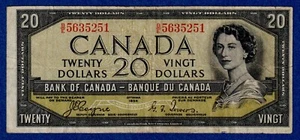 CANADA $20 (1954) BC-33a / P-70a Circulated DEVIL'S FACE 👿 B/E 5635251 - Picture 1 of 3