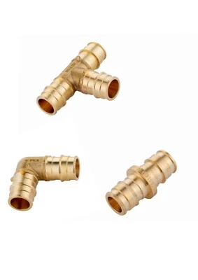EFIELD 15 PCS 1/2" PEX-A Expansion Brass Fittings Elbow,Coupling, Tee(5 PCS/EA) - Image 1 of 4