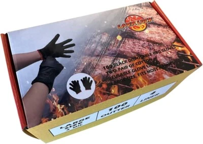 100 Ct Black Disposable Nitrile BBQ Gloves with 4 Cotton Liners for Outdoor Cook - image 1 of 4