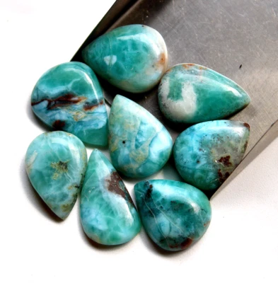 8 Piezas Piedras Preciosas Cabujón Pera Natural Dominicano Larimar Alta Calidad 22.8mm-27mm Foto 1 de 4