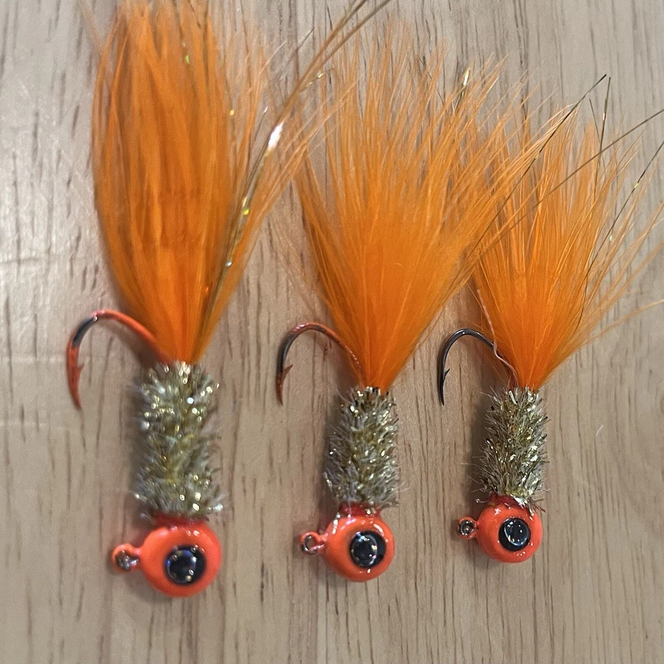 Three hand tied 1/16 crappie jigs  - Image 1 of 1