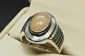 5 carat Yellow Opal Ring 925 Sterling Silver Fire Opal Signet Men's Gift Jewelry - Picture 1 of 15