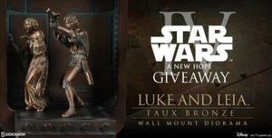 STAR WARS LUKE AND LEIA FAUX BRONZE SIDESHOW RARE ARCHIVE  DIORAMA SEALED NEW - Picture 1 of 7