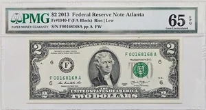 Fr. 1940 $2 Federal Reserves Note ATLANTA ,LOW SERIAL 00168168 - Picture 1 of 1