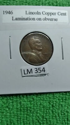 1946 Lincoln Wheat Cent ERROR  Lamination on Obverse - Image 1 of 4