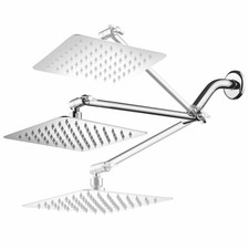 HotelSpa 8-inch Stainless Steel Square Rainfall Shower Head with Extension Arm11