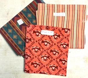 Cotton Fabric Woven Orange Brown 3 piece lot 4 1/2 yards - Picture 1 of 2
