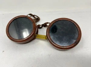 Vintage Welders Goggles Green Lens Biker Motorcycle Steampunk Plastic Frames - Picture 1 of 7