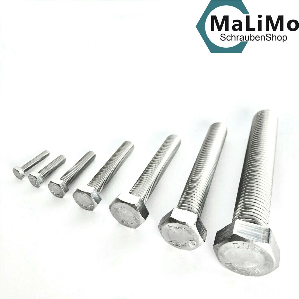 Sechskantschrauben Edelstahl Din 933 M2-12 A2 V2A Maschinen Gewinde Schraube - Bild 1 von 1