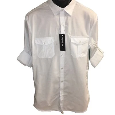 Camisa de vestir informal tejida tonal manga larga con botones Axist para hombre Foto 1 de 4