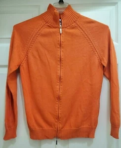 Gran Sasso Womens Size 48 Large High Neck Sweater Solid Orange Double Pull Zip - Picture 1 of 9