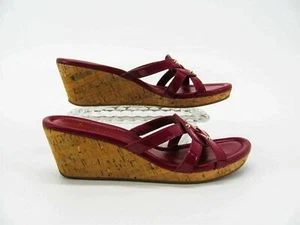 Scarpa donna Cole Haan taglia 8B rosso lampone sandalo zeppa tacco usata qp - Foto 1 di 12