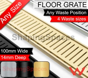 LAUXES MYGNXT14 Gold Floor Grate Strip Shower Drain Bathroom Waste Slim Linear - Picture 1 of 4