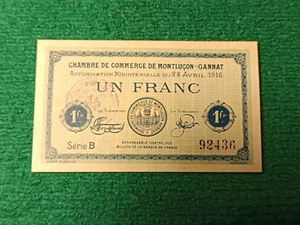 Billet de Nécessité - Chambre de commerce MONTLUÇON - 1 FRANC B - 1916 SPL - Foto 1 di 2