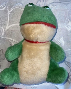 Ramona Plush Stuffed Animal Frog Green Beige Red Neck Ribbon Kid Toy Colletible - Picture 1 of 5