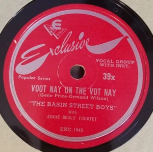 78RPM Exclusive Basin Street Boys + Beals - Voot Vot Nay /Sold Heart Junk Man EX - Picture 1 of 6
