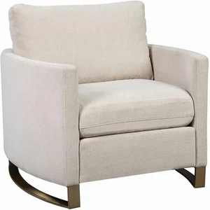 Coaster Contemporary Chenille Upholstered Arched Arms Chair in Beige - Picture 1 of 2