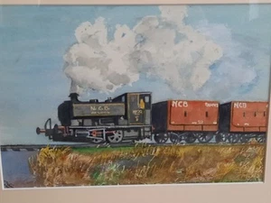 Kathleen Sisterson 15 Watercolour No. 22 Small Tamm Steam Loco - Framed 55cm by - Picture 1 of 8