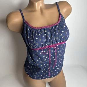 Pasta Japan Floral Lace Bow Baby Cami Tank Top XS Coquette Fairy Ditsy Floral - Picture 1 of 10