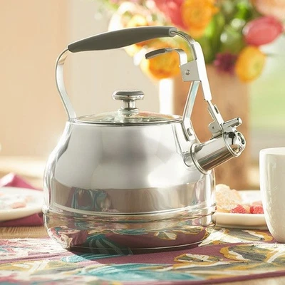 Hervidor de agua para silbar utensilios de cocina de acero inoxidable Princess House Heritage® (10365) ¡Nuevo! Foto 1 de 3