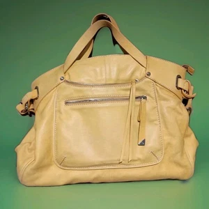 Francesco Biasia Sunflower Yellow Leather Large Tote Double Handle Handbag - Picture 1 of 9