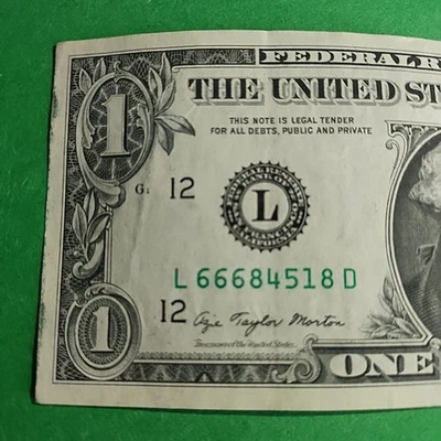 1977 $1 Note Fancy Serial Number L66684518D - Image 1 of 4