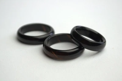 Natural black agate ring Black onyx agate jewelry Carved gemstone ring - Image 1 of 4