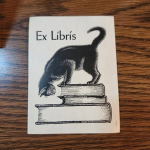 Vintage ANTIOCH Publishing Bookplates Ex Libris Black CAT Pkg of 12 - Picture 1 of 4