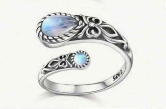 Anillo de cuchara delgado flor de ópalo Foto 1 de 1