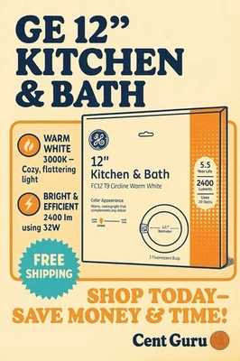 GE Fluorescent 32W, 12 inch Circline Light Bulb, FC12, T9, Warm White Color, - Image 1 of 3