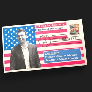 USA Flag Day First Day Issue Cover FDC / Charlie Kirk TPUSA / 2024 Forever Stamp - Picture 1 of 1