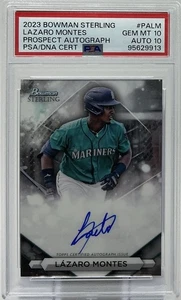 Lazaro Montes Rookie Auto PSA 10/10 -2023 Bowman Sterling -Mariners Top Prospect - Picture 1 of 8