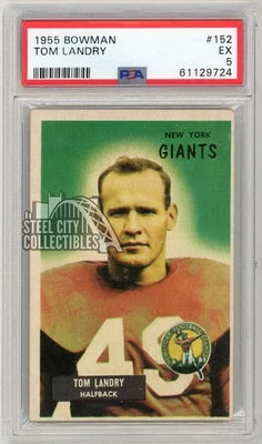 Tom Landry 1955 Bowman Football Card #152 PSA 5 - Image 1 of 2