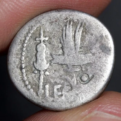 Mark Antony Denarius Ancient Roman Republic Silver Coin Legionary 32BC Legion - Image 1 of 4
