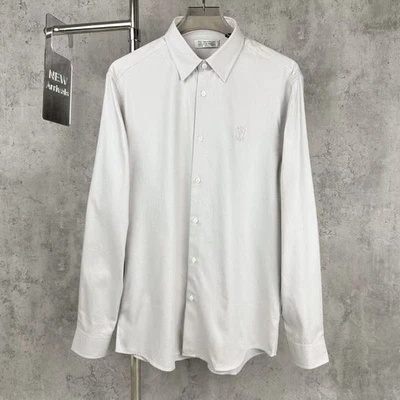 Camisa Brunello Cucinelli Para Hombre Clásica Regular Algodón Informal Manga Larga Gris Foto 1 de 4