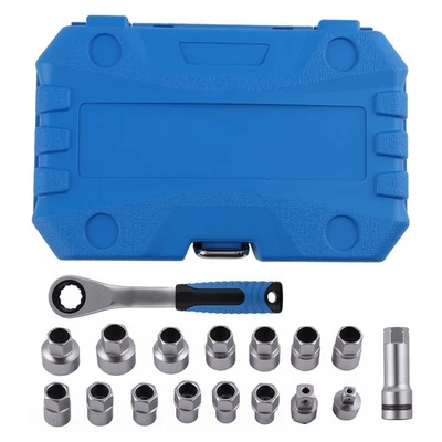 Socket Set Metric Go-thru Sockets Set 10-24mm Pass Thru Ratchet Kit w/ Adapters - Image 1 of 4