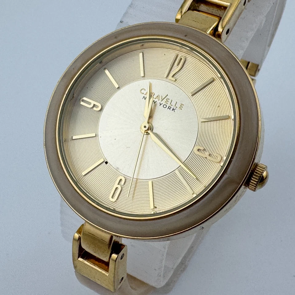 Reloj de Cuarzo Caravelle Bulova 44L138 Mujer Tono Dorado Tono Mármol Batería Nueva Foto 1 de 4