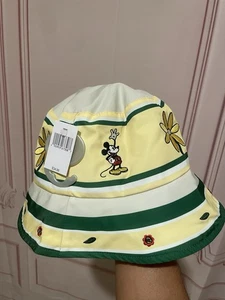 NWT Disney Parks Mickey Garden Flower Bucket Hat Yellow White Green One Size New - Picture 1 of 9
