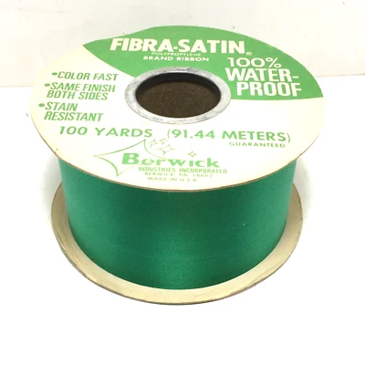 Berwick Fibra-Satin ribbon green 100% waterproof stain resistant made in USA - Image 1 of 4