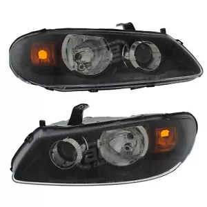 For Nissan Almera 2003-2006 Headlights Headlamps Black 1 Pair Drivers Passenger - Picture 1 of 24