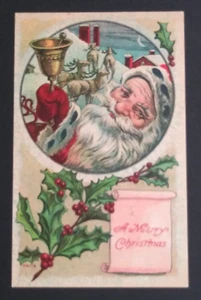 Weihnachtsmann läutet Glocke mit Rentier A Merry Christmas antike UNP Postkarte um 1910 - Bild 1 von 5