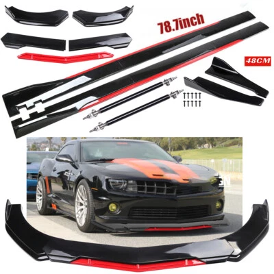 For Chevrolet Camaro Z28 SS Front Bumper Lip Splitter Spoiler + Strut Rods - Изображение 1 из 4