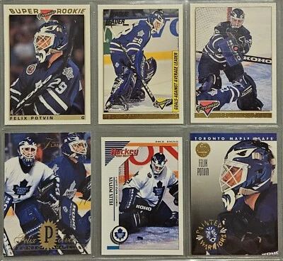 Felix Potvin Maple Leafs Assorted Inserts, Golds, Years Brands Hockey Lot (6) NM - Image 1 of 4